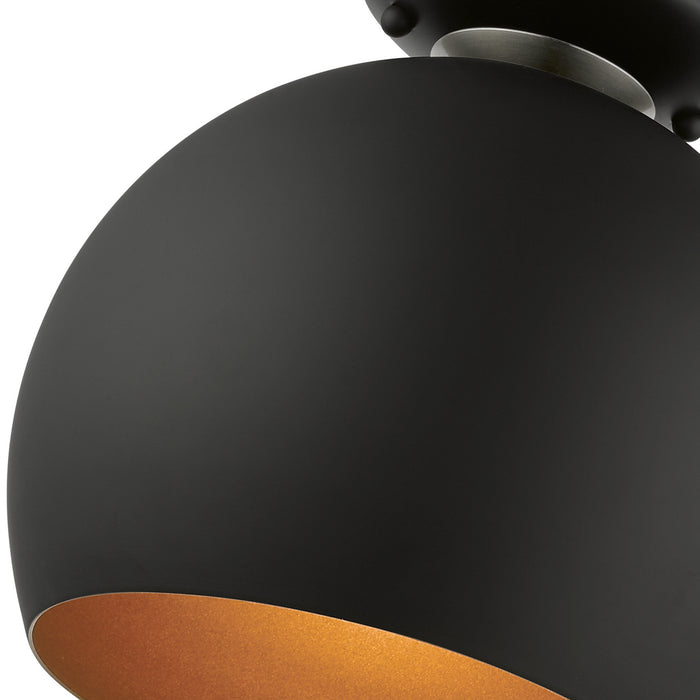 Livex Lighting 43390-04 One Light Semi-Flush Mount, Black w/ Brushed Nickels