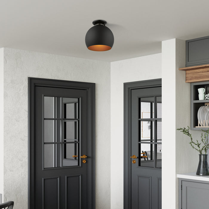 Livex Lighting 43390-04 One Light Semi-Flush Mount, Black w/ Brushed Nickels