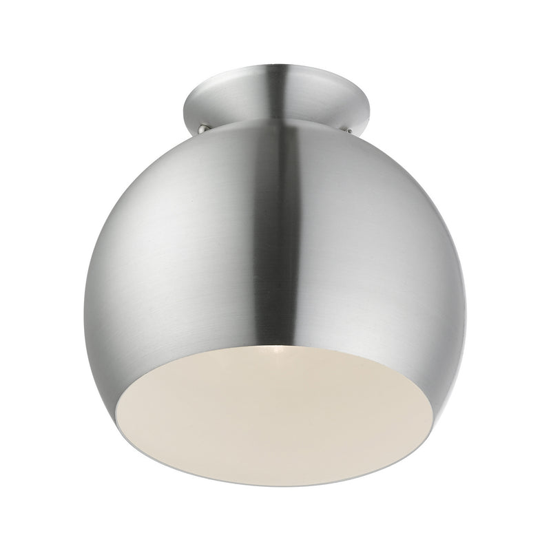 Livex Lighting 43390-66 One Light Semi-Flush Mount, Brushed Aluminum