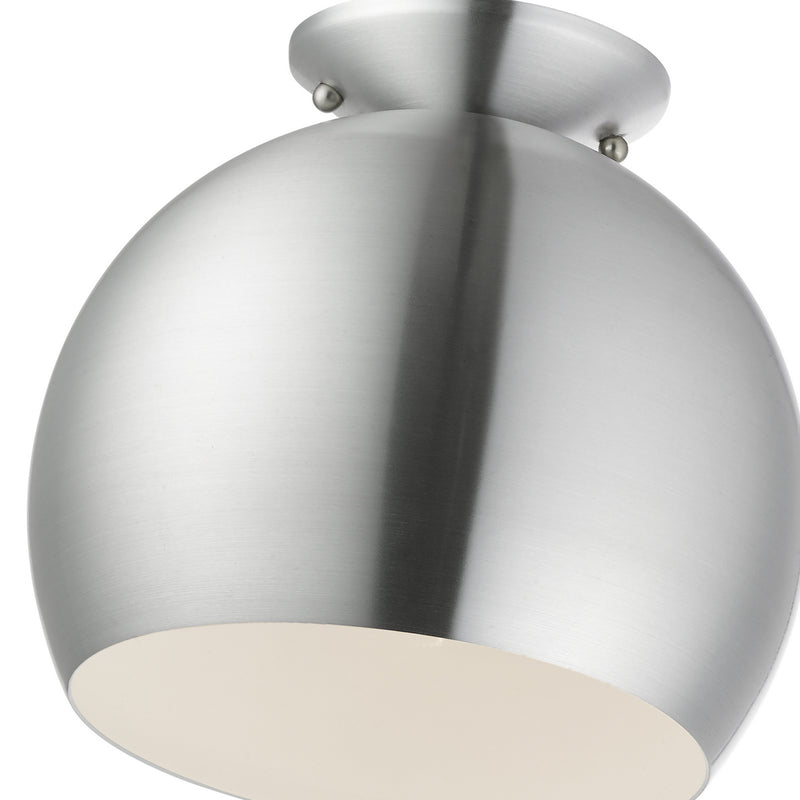 Livex Lighting 43390-66 One Light Semi-Flush Mount, Brushed Aluminum