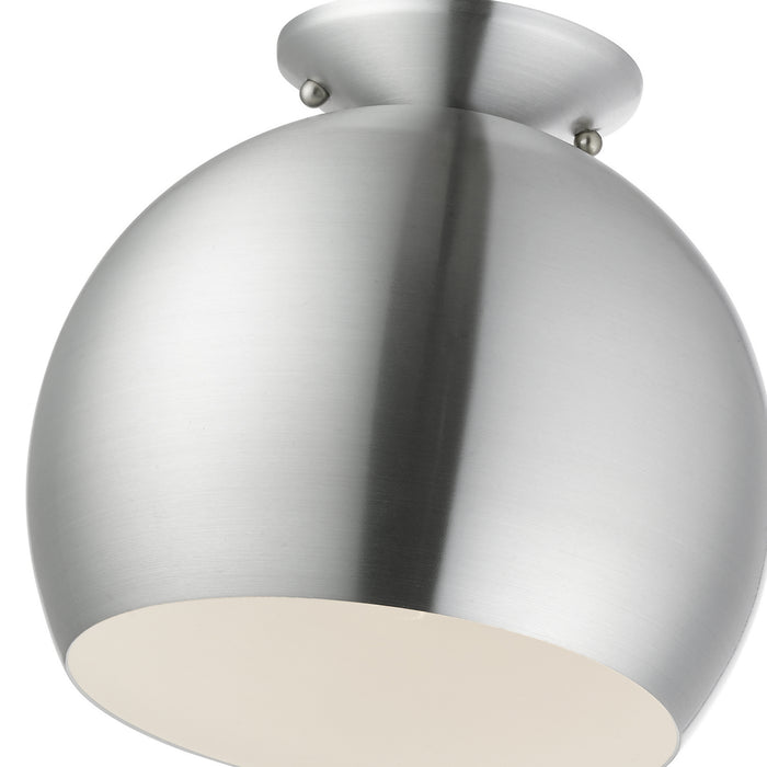 Livex Lighting 43390-66 One Light Semi-Flush Mount, Brushed Aluminum