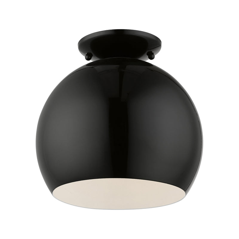Livex Lighting 43390-68 One Light Semi-Flush Mount, Shiny Black