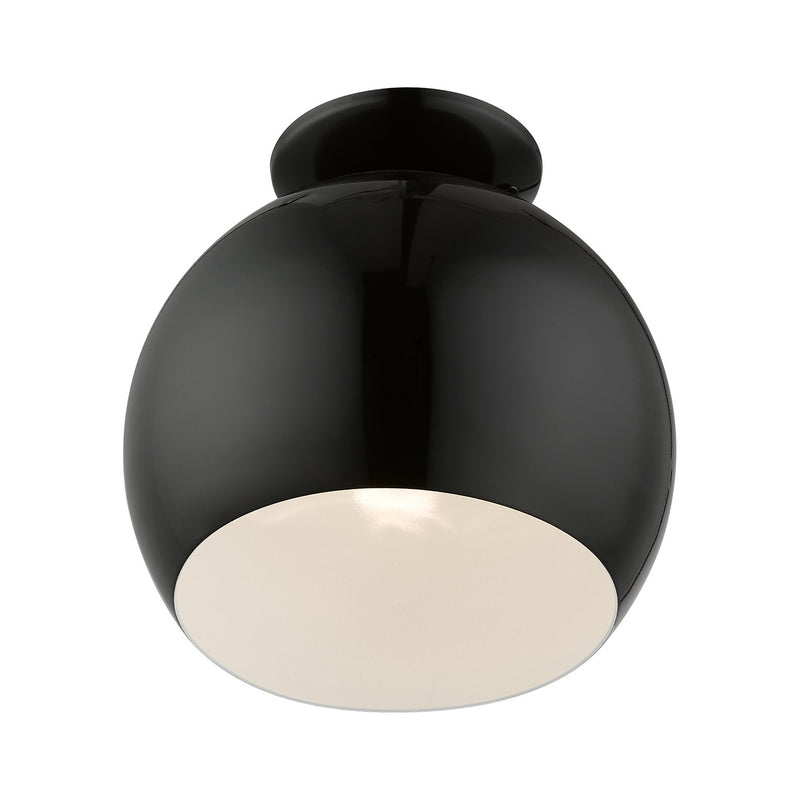 Livex Lighting 43390-68 One Light Semi-Flush Mount, Shiny Black