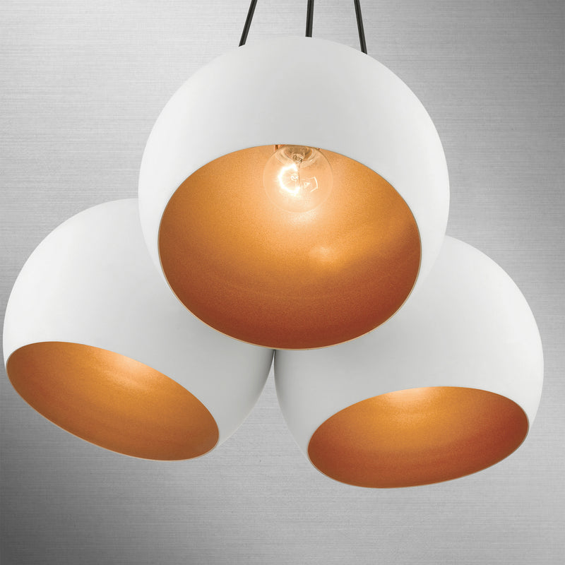 Livex Lighting 43393-03 Three Light Pendant, White w/ Brushed Nickels