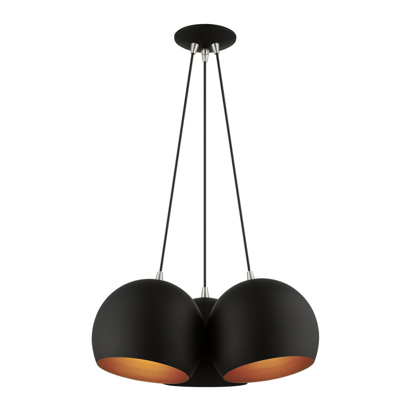 Livex Lighting 43393-04 Three Light Pendant, Black w/ Brushed Nickels