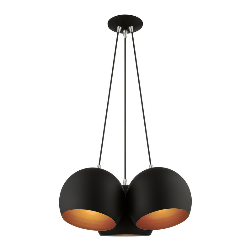 Livex Lighting 43393-04 Three Light Pendant, Black w/ Brushed Nickels