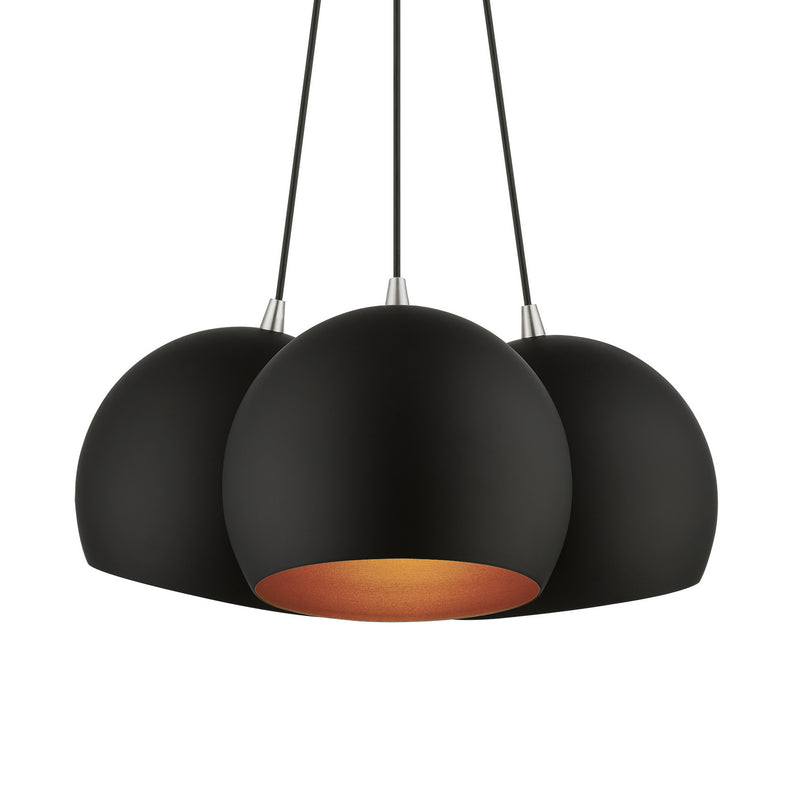 Livex Lighting 43393-04 Three Light Pendant, Black w/ Brushed Nickels