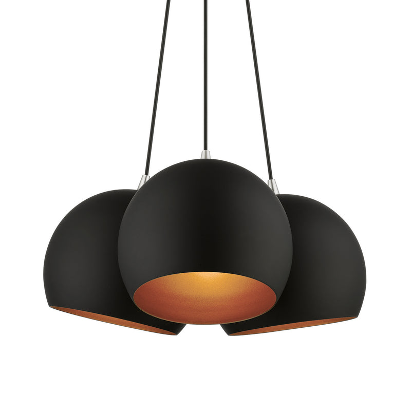 Livex Lighting 43393-04 Three Light Pendant, Black w/ Brushed Nickels