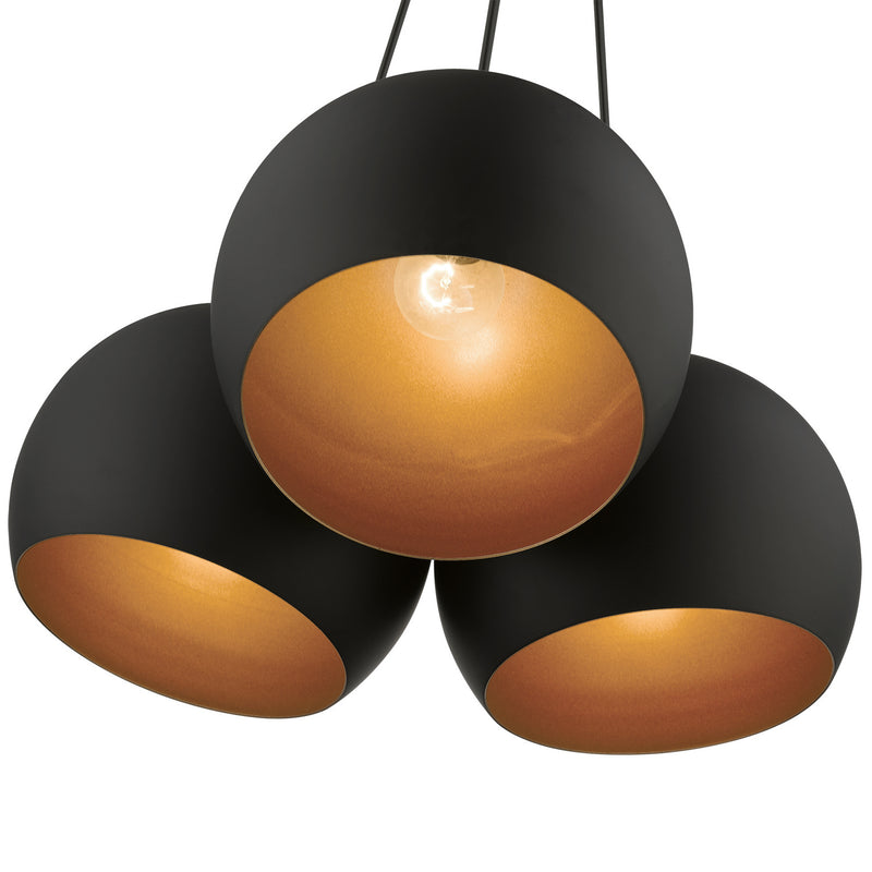 Livex Lighting 43393-04 Three Light Pendant, Black w/ Brushed Nickels