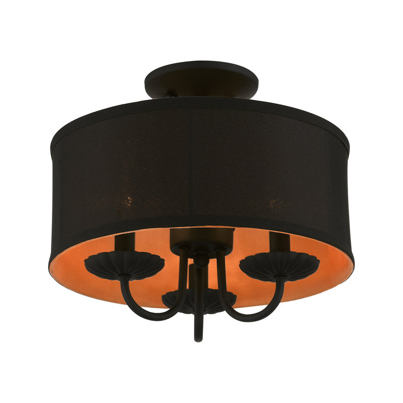 Livex Lighting 45127-04 Three Light Semi-Flush Mount, Black