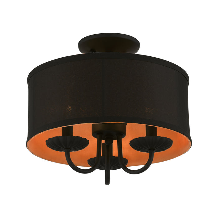 Livex Lighting 45127-04 Three Light Semi-Flush Mount, Black