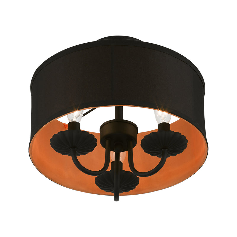 Livex Lighting 45127-04 Three Light Semi-Flush Mount, Black