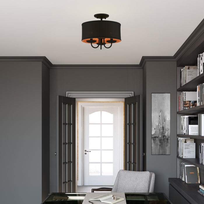 Livex Lighting 45127-04 Three Light Semi-Flush Mount, Black