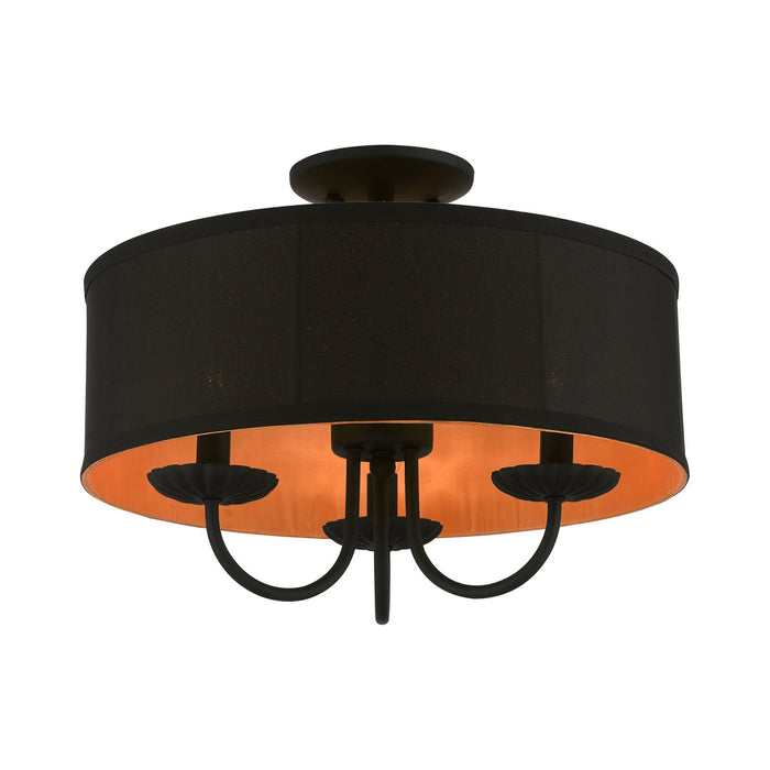Livex Lighting 45129-04 Three Light Semi-Flush Mount, Black