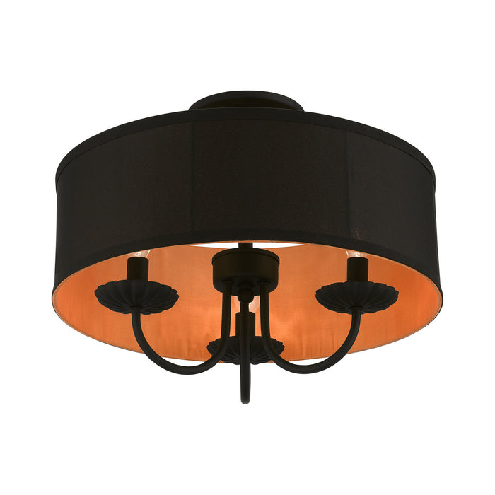 Livex Lighting 45129-04 Three Light Semi-Flush Mount, Black