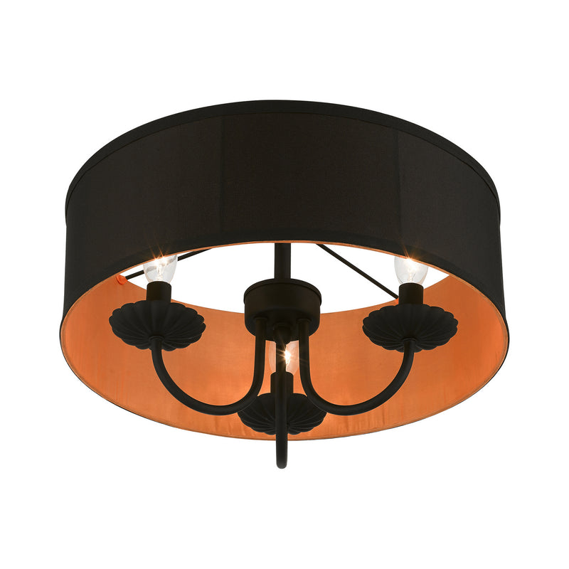 Livex Lighting 45129-04 Three Light Semi-Flush Mount, Black
