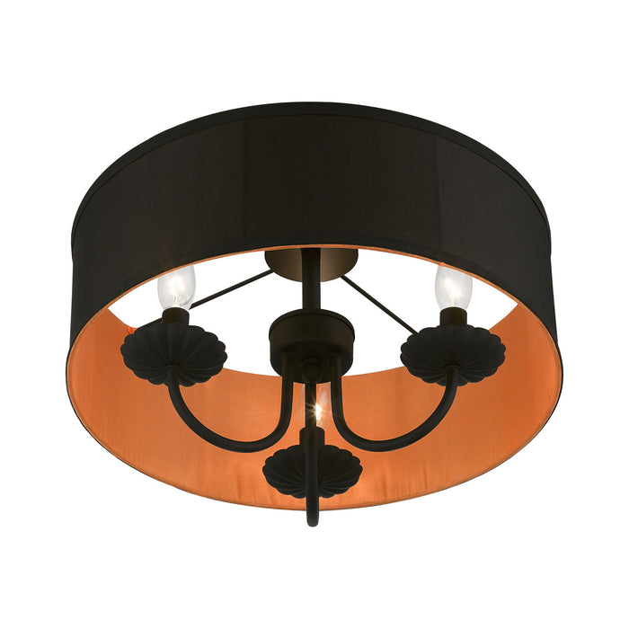 Livex Lighting 45129-04 Three Light Semi-Flush Mount, Black