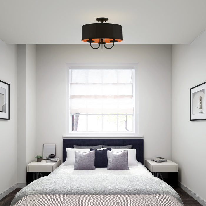 Livex Lighting 45129-04 Three Light Semi-Flush Mount, Black