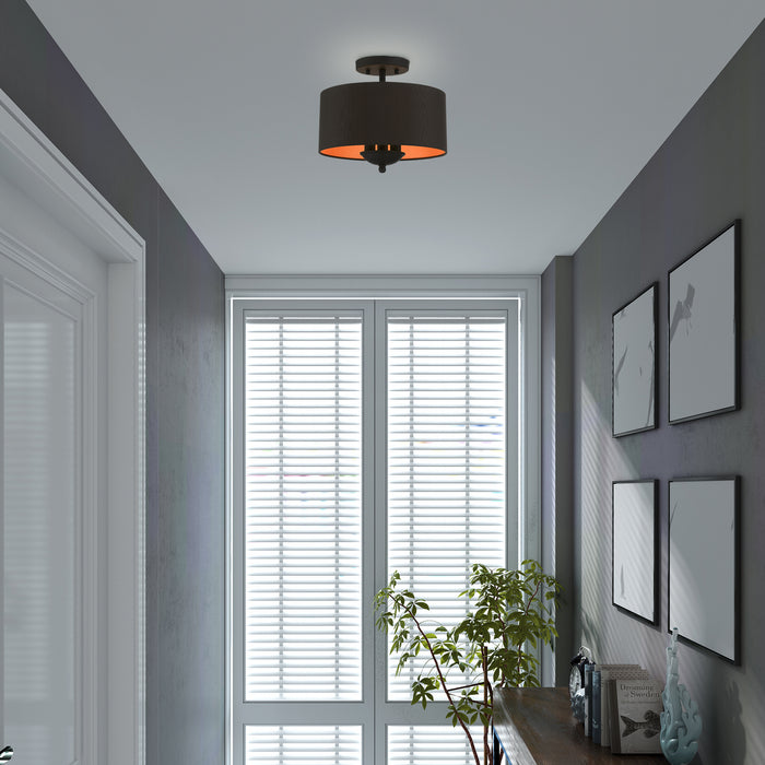 Livex Lighting 45611-04 Three Light Semi-Flush Mount, Black