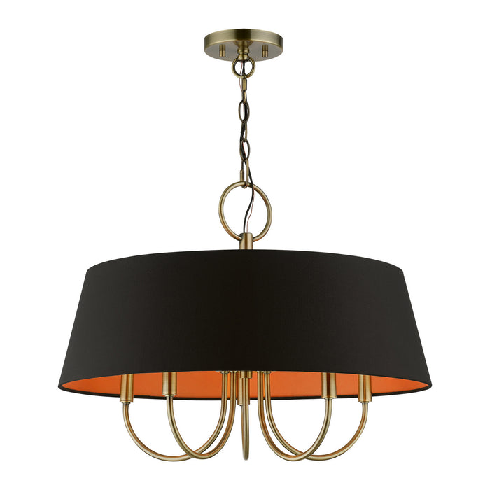 Livex Lighting 51355-01 Five Light Pendant, Antique Brass