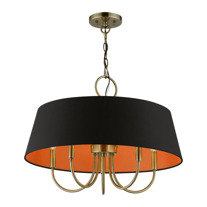 Livex Lighting 51355-01 Five Light Pendant, Antique Brass