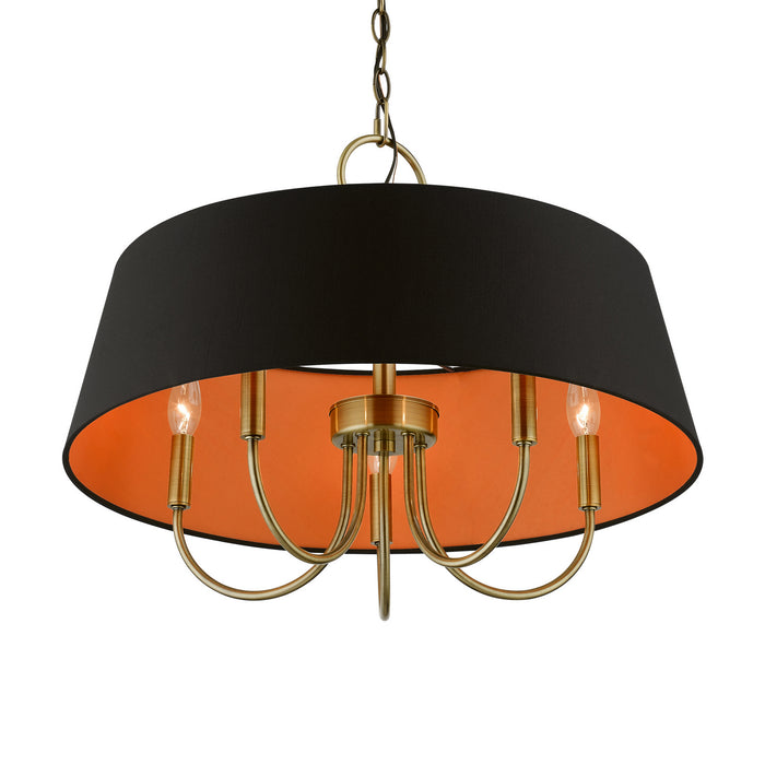 Livex Lighting 51355-01 Five Light Pendant, Antique Brass