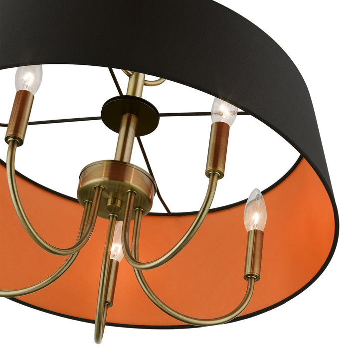 Livex Lighting 51355-01 Five Light Pendant, Antique Brass