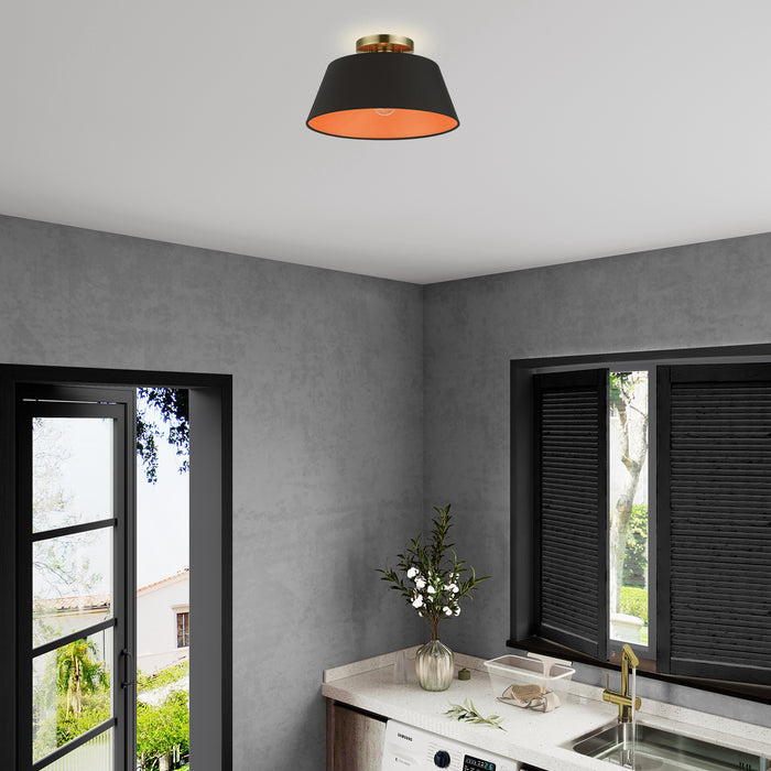 Livex Lighting 51357-01 One Light Semi-Flush Mount, Antique Brass
