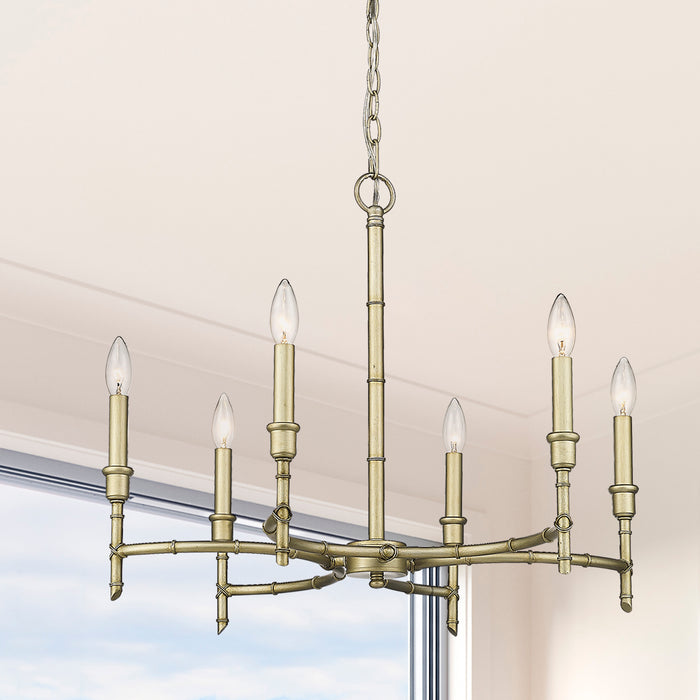 Golden 8207-6 WG Six Light Chandelier, White Gold