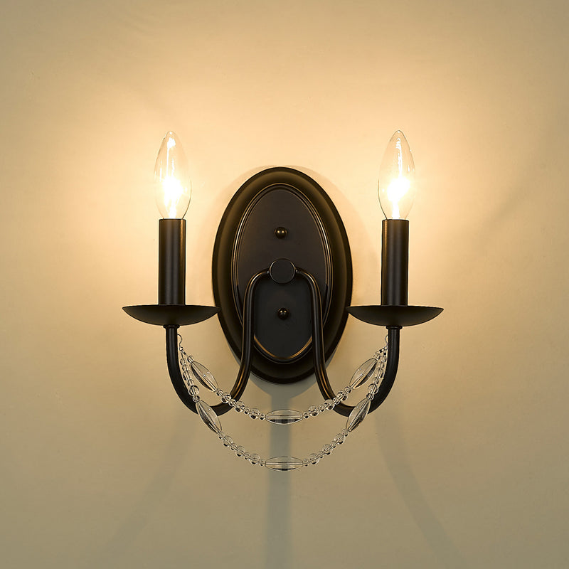 Golden 7644-2W BLK Two Light Wall Sconce, Matte Black