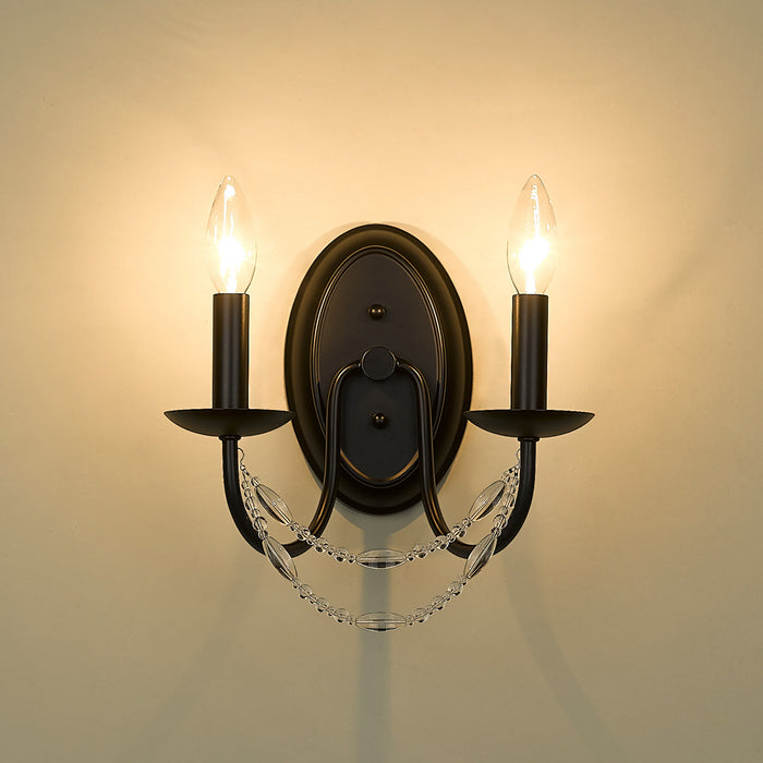 Golden 7644-2W BLK Two Light Wall Sconce, Matte Black