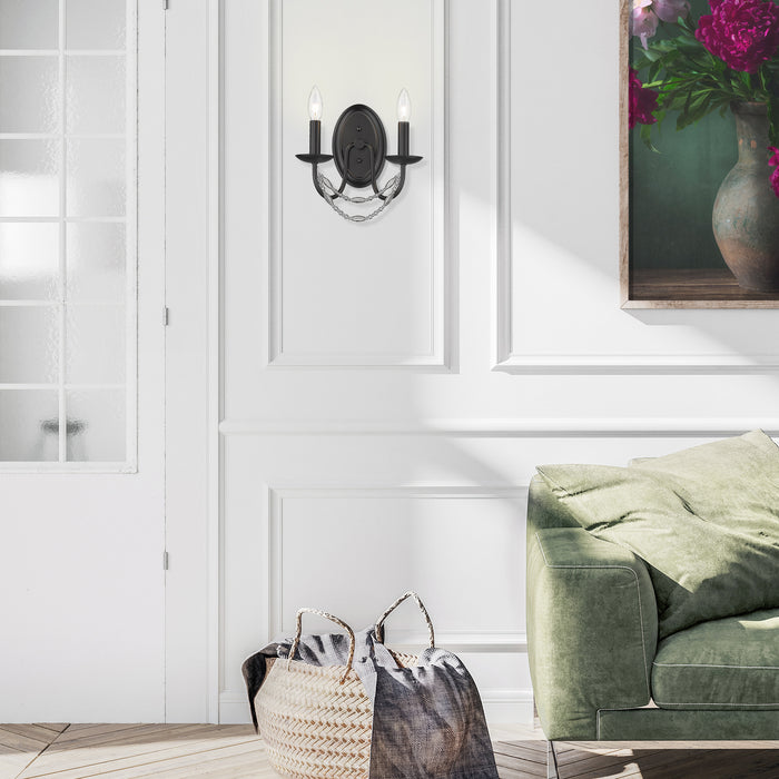 Golden 7644-2W BLK Two Light Wall Sconce, Matte Black