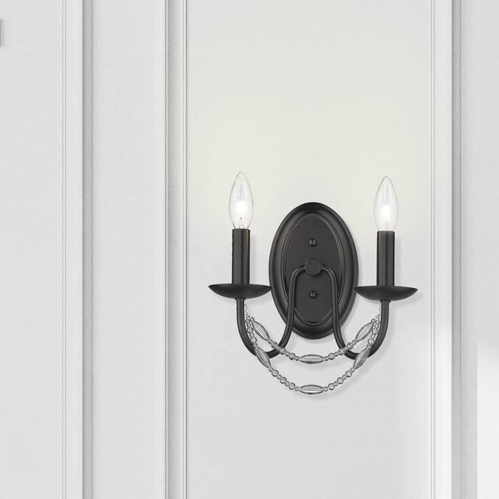 Golden 7644-2W BLK Two Light Wall Sconce, Matte Black