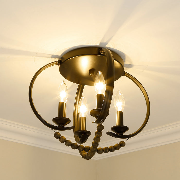Golden 8320-FM BLK-EWB Four Light Flush Mount, Matte Black