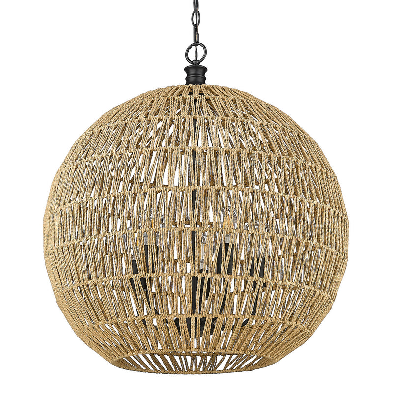Golden 6933-5P BLK-NR Five Light Pendant, Matte Black