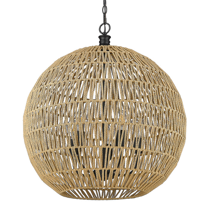 Golden 6933-5P BLK-NR Five Light Pendant, Matte Black