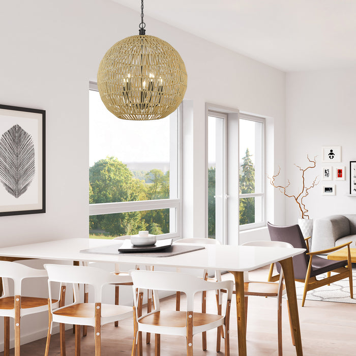 Golden 6933-5P BLK-NR Five Light Pendant, Matte Black