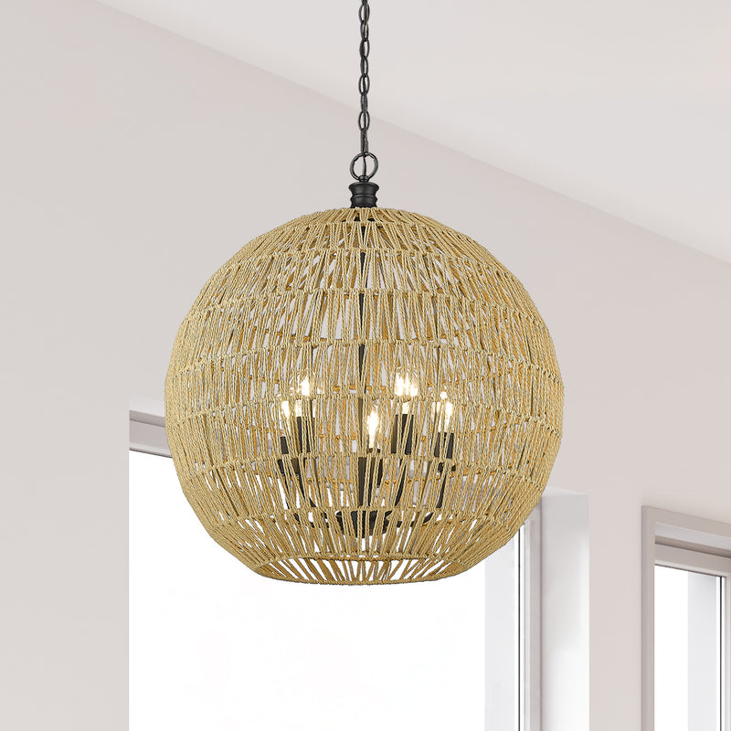 Golden 6933-5P BLK-NR Five Light Pendant, Matte Black