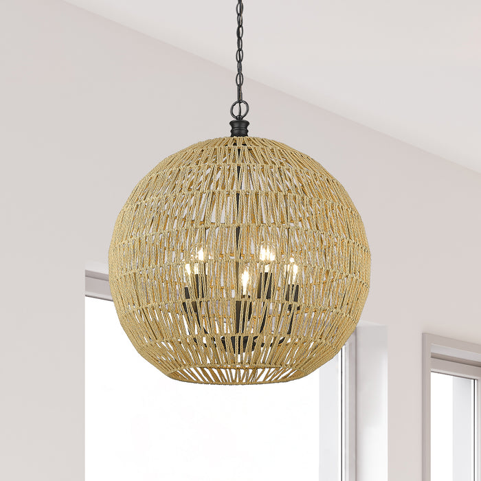 Golden 6933-5P BLK-NR Five Light Pendant, Matte Black