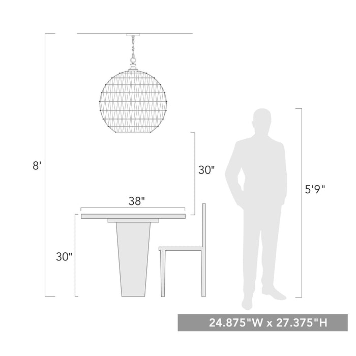 Golden 6933-5P BLK-NR Five Light Pendant, Matte Black