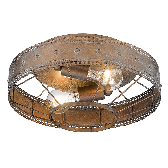 Golden 7856-FM CP Two Light Flush Mount, Copper Patina