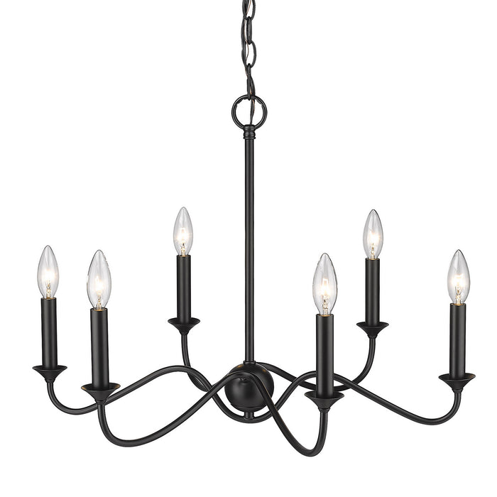 Golden 8316-6 BLK Six Light Chandelier, Matte Black