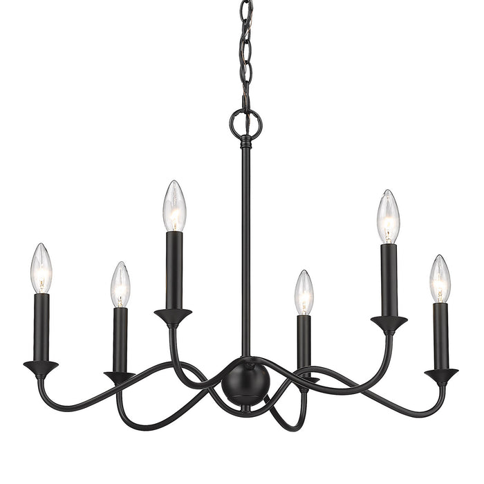 Golden 8316-6 BLK Six Light Chandelier, Matte Black