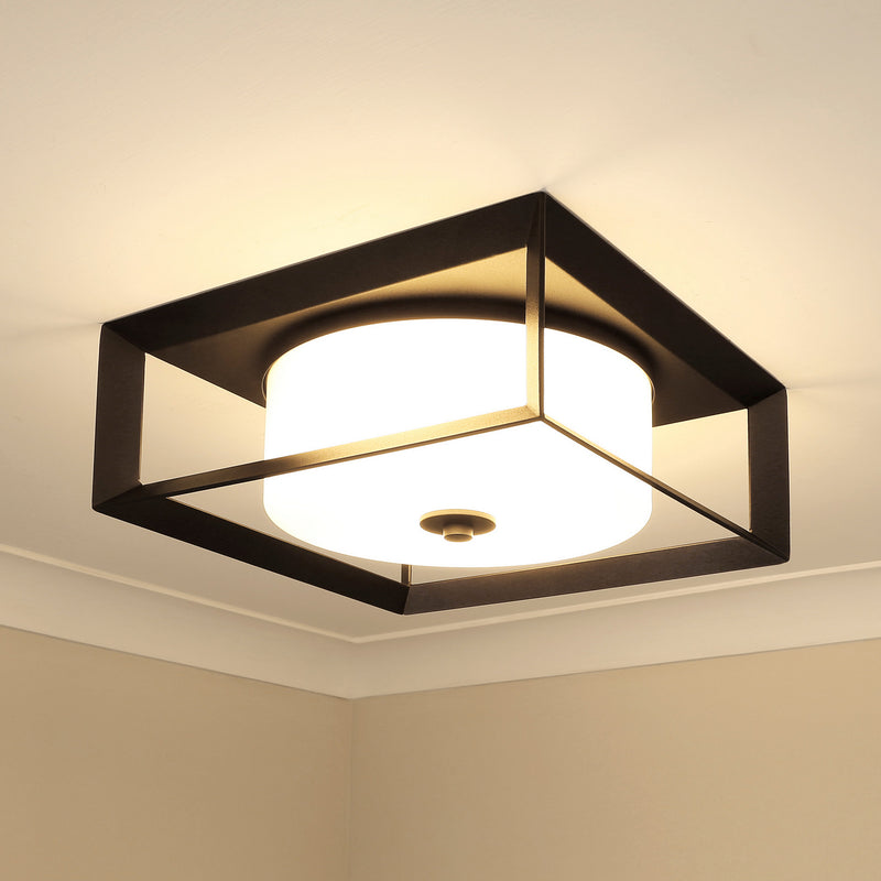 Golden 2073-OFM NB-OP Two Light Outdoor Flush Mount, Natural Black