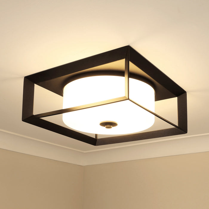 Golden 2073-OFM NB-OP Two Light Outdoor Flush Mount, Natural Black