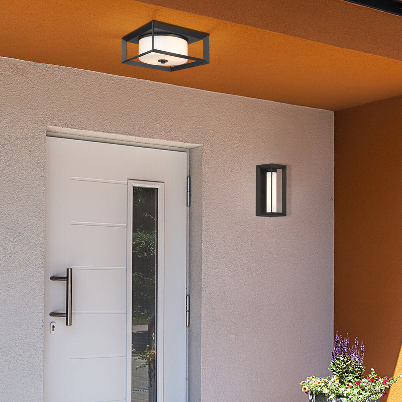 Golden 2073-OFM NB-OP Two Light Outdoor Flush Mount, Natural Black
