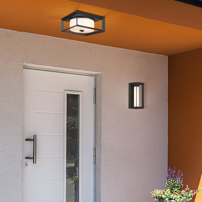 Golden 2073-OFM NB-OP Two Light Outdoor Flush Mount, Natural Black
