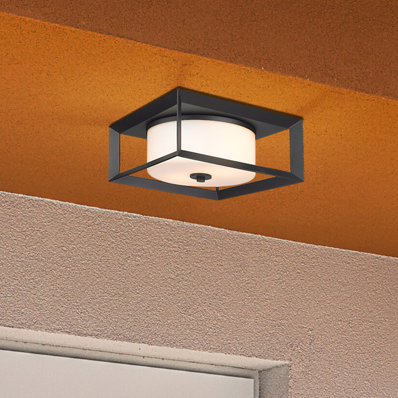 Golden 2073-OFM NB-OP Two Light Outdoor Flush Mount, Natural Black