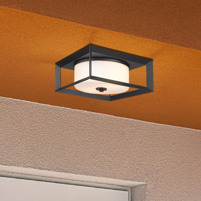 Golden 2073-OFM NB-OP Two Light Outdoor Flush Mount, Natural Black