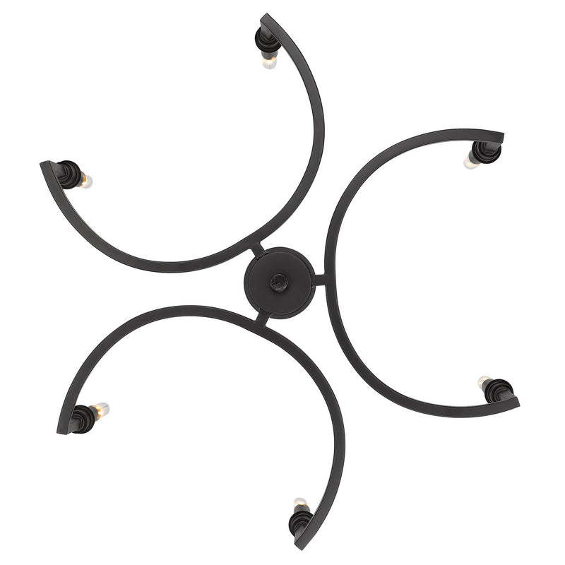 Golden 8209-6 BLK Six Light Chandelier, Matte Black